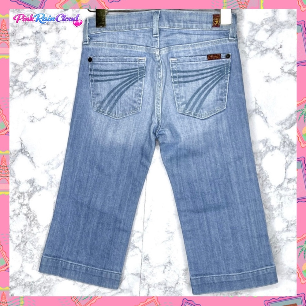 7 For All Mankind Girls Dojo 90s Light Wash Denim Bermuda Capris Size 10